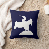 海鳥。青い枕の上に白 クッション (ブランケット)