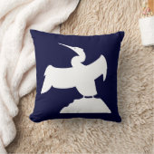 海鳥。青い枕の上に白 クッション (ブランケット)