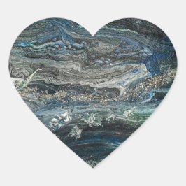 海20抽象芸術の海絵画灰色の夢 ハートシール