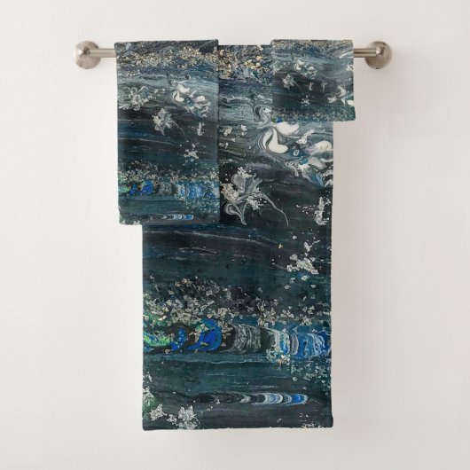 海20抽象芸術の海絵画灰色の夢 バスタオルセット (インサイチュ)