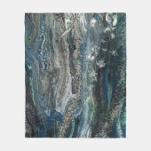 海20抽象芸術の海絵画灰色の夢 フリースブランケット (正面)