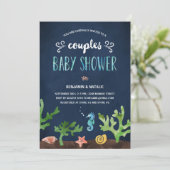 海|のカップルのベビーシャワーの下 招待状 (スタンド正面)