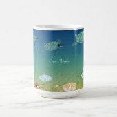 海、ウミガメ、貝殻、真珠、書道 コーヒーマグカップ (中央)