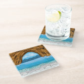 海、キャニオン、マウンテンズデジタルアート ガラスコースター (アングル)