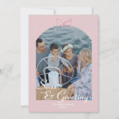 海&グリーティングダスティピンクボウアーチフォト シーズンカード (正面)