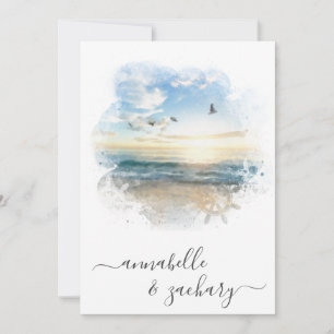 **海・シーヘルムRSVP -ビーチQR AR7 結婚's 招待状
