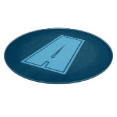 海&スカイブルーイニシャルモノグラムカリグラフィシック カッティングボード (角)