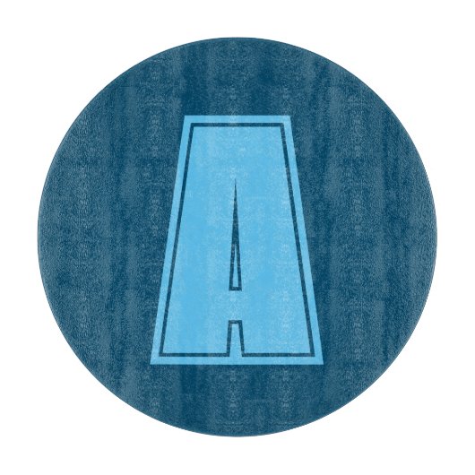 海&スカイブルーイニシャルモノグラムカリグラフィシック カッティングボード (正面)