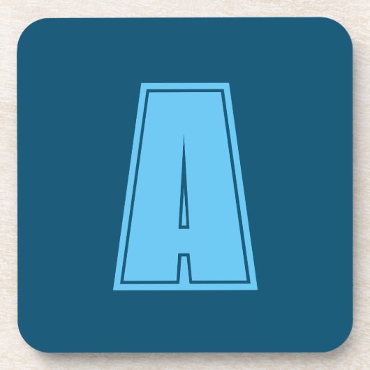 海&スカイブルーイニシャルモノグラムカリグラフィシック コースター (正面)