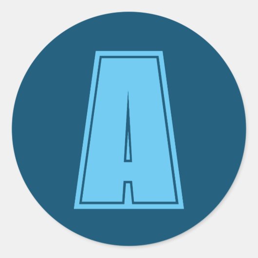 海&スカイブルーイニシャルモノグラムカリグラフィシック ラウンドシール (正面)