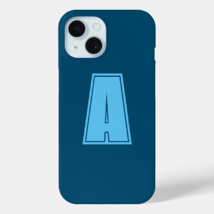 海&スカイブルーイニシャルモノグラムカリグラフィシック iPhone 15ケース