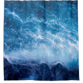 海 – ダークブルー シャワーカーテン (正面)