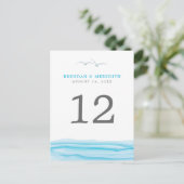 海・テーブル番号の上のカモメ ポストカード (スタンド正面)