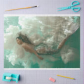 海・デコパージュに浮かぶ天神の人魚 薄葉紙 (クラフト)