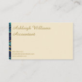 海 – ネイビーティール(緑がかった色)金ゴールドマーブル抽象芸術パターン 名刺 (裏面)