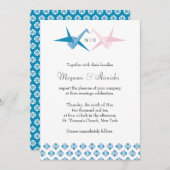 海/バラ折り鶴結婚の 招待状 (正面/裏面)