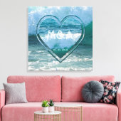 海、ビーチ結婚ライフのカップルイニシャルと日付 キャンバスプリント (インサイチュ (リビング))