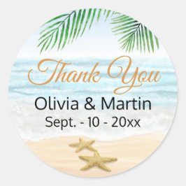 海、ビーチ、ヒトデ ラウンドシール