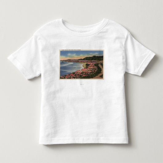 海、ビーチ、及び花の崖ドライブ眺め トドラーTシャツ (正面)