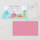 海/ピンククジラおむつラッフルチケットの下 エンクロージャーカード (正面/裏面)