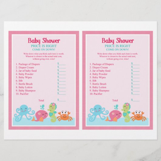 海/ピンククジラの下で「価格は正しい」ゲーム (正面)