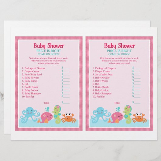 海/ピンククジラの下で「価格は正しい」ゲーム (正面/裏面)