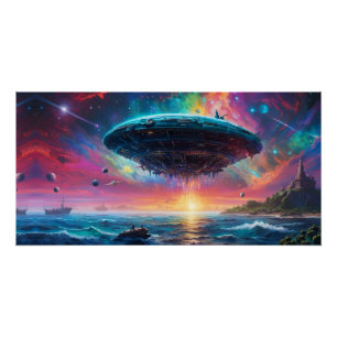 海、ファンタジー、惑星に対するUFO ポスター