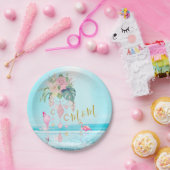 海 フラメンコ 花 宝石 ピンク ペーパープレート (パーティー)