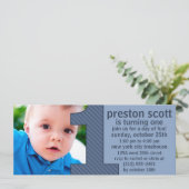 海·ブルー·ワンはおもしろい·フォト·ファースト·バースデー·パーティー 招待状 (スタンド正面)