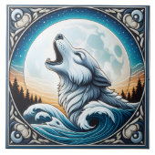 海&ムーンバックドロップとウルフタイルデザイン タイル (正面)