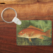 海、ヴィンテージ海洋生物の中の赤いスナッパーフィッシュ キーホルダー (裏面)