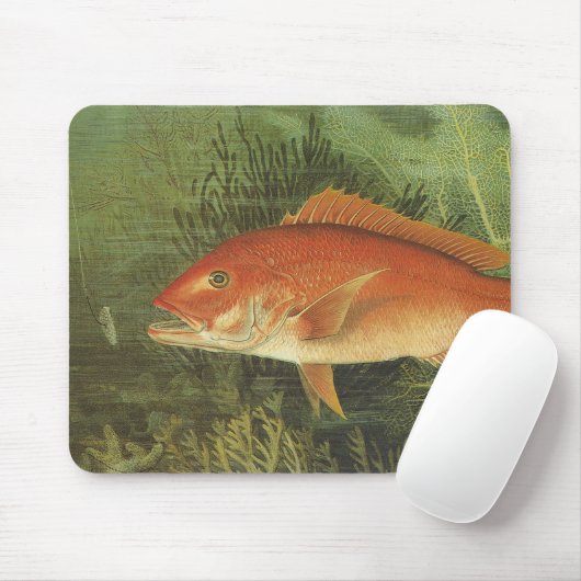 海、ヴィンテージ海洋生物の中の赤いスナッパーフィッシュ マウスパッド (マウス)