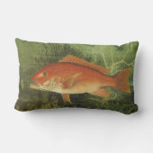 海、ヴィンテージ海洋生物の中の赤いスナッパーフィッシュ ランバークッション (裏面)