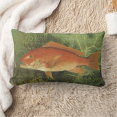 海、ヴィンテージ海洋生物の中の赤いスナッパーフィッシュ ランバークッション (ブランケット)