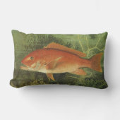 海、ヴィンテージ海洋生物の中の赤いスナッパーフィッシュ ランバークッション (正面)