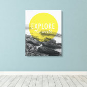 海 |世界を探索引用文 キャンバスプリント (インサイチュ (ウッドフロア))