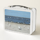 海，水，カモメ，鳥，旅行，青，空 メタルランチボックス (裏面)