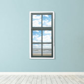 海/海の波フェイクウィンドウビュー キャンバスプリント (インサイチュ (ウッドフロア))