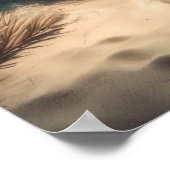 海 |熱帯ビーチの波とヤシの木 ポスター (角)