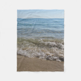 海&砂ビーチ波 フリースブランケット