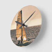 海、自然、海 ラウンド壁時計 (傾斜)