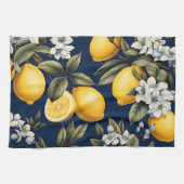 海 Mediterranean キッチン ネイビー レモンと ブルームス キッチンタオル (横)