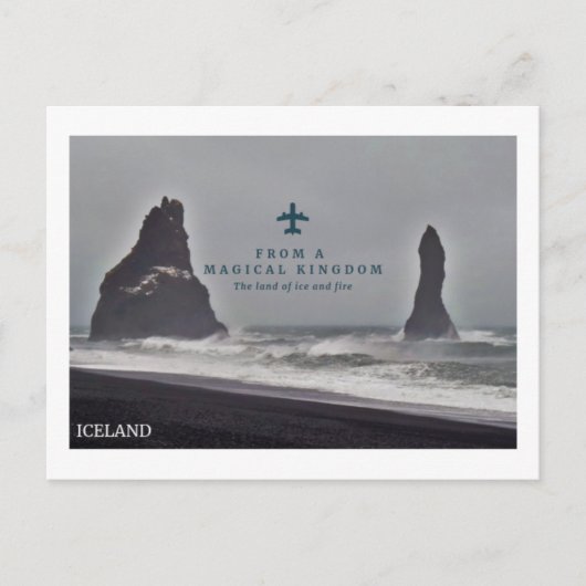 海、VikのIcelan'dの黒い柱の郵便はがき ポストカード (正面)