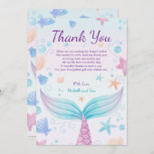 海Bの下で人魚の赤ちゃんシャワーヒトデ サンキューカード (正面/裏面)