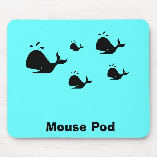海Glow_black-on-blue Whale "Mouse Pod" マウスパッド (正面)