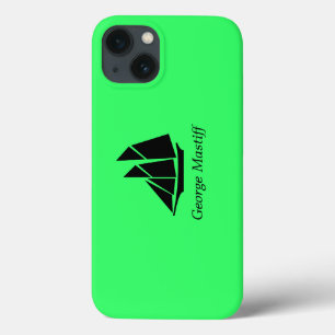 海Glow_Black-on-Green Clipper Ship_personalize iPhone 13ケース