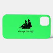 海Glow_Black-on-Green Clipper Ship_personalize Case-Mate iPhoneケース (裏面 (横))