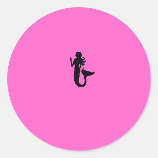 海Glow_Black-on-Pinkマーメイド ラウンドシール (正面)