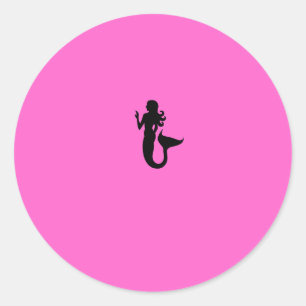 海Glow_Black-on-Pinkマーメイド ラウンドシール
