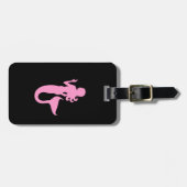 海Glow_Pink-on-Black Mermaid_personalized ラゲッジタグ (正面横)